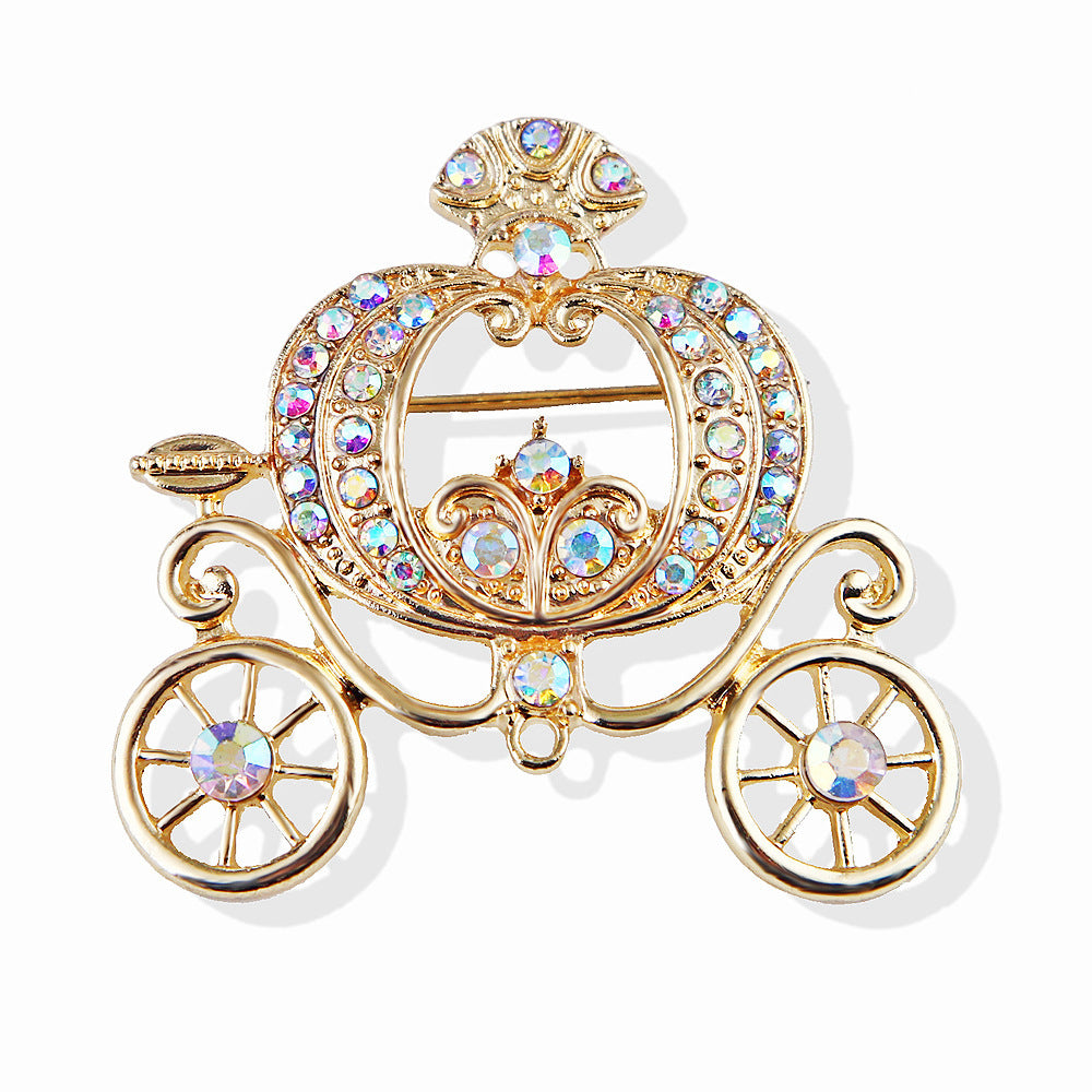 Spilla a forma di zucca in stile fiabesco, con strass colorati, colore grigio Guniang di Lanhao