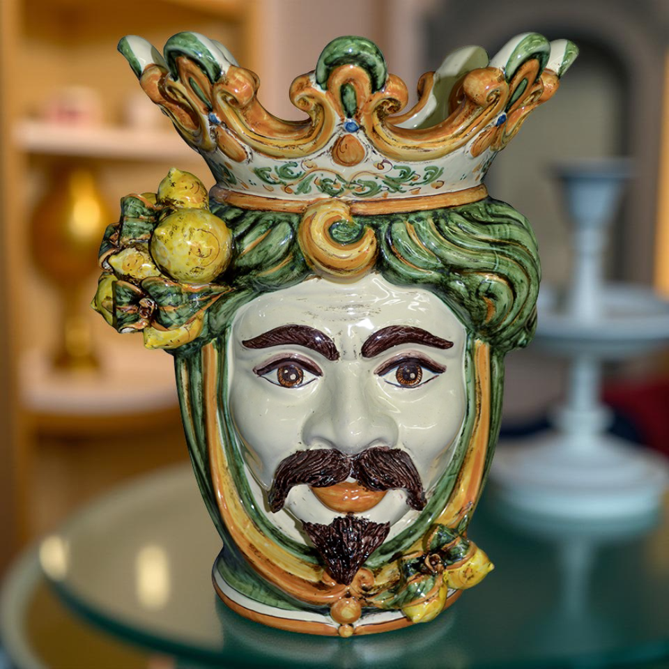 Testa h 40 limoni verde/arancio maschio bianco