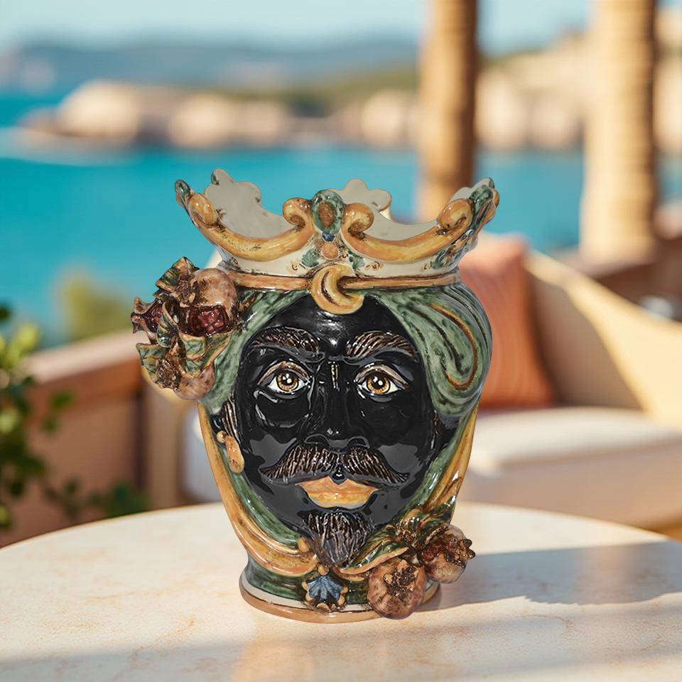 Testa h 25 melograni verde/arancio maschio moro