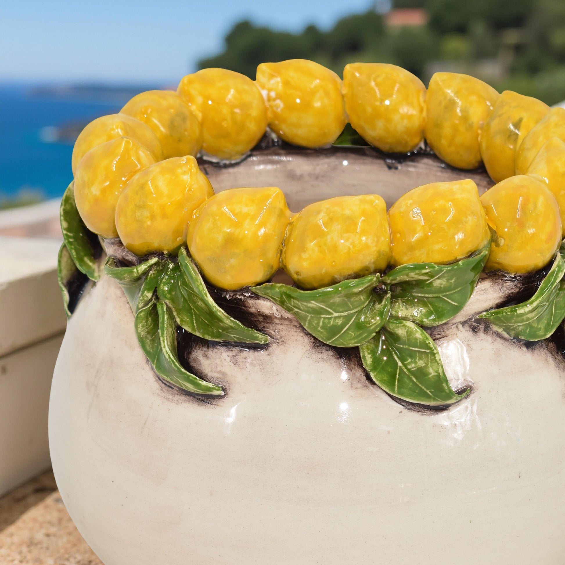 Vaso h 16 con Limoni di Sicilia madreperla colorata