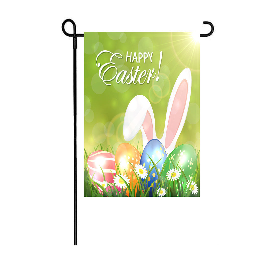 Bandiera da giardino in juta con coniglietto pasquale