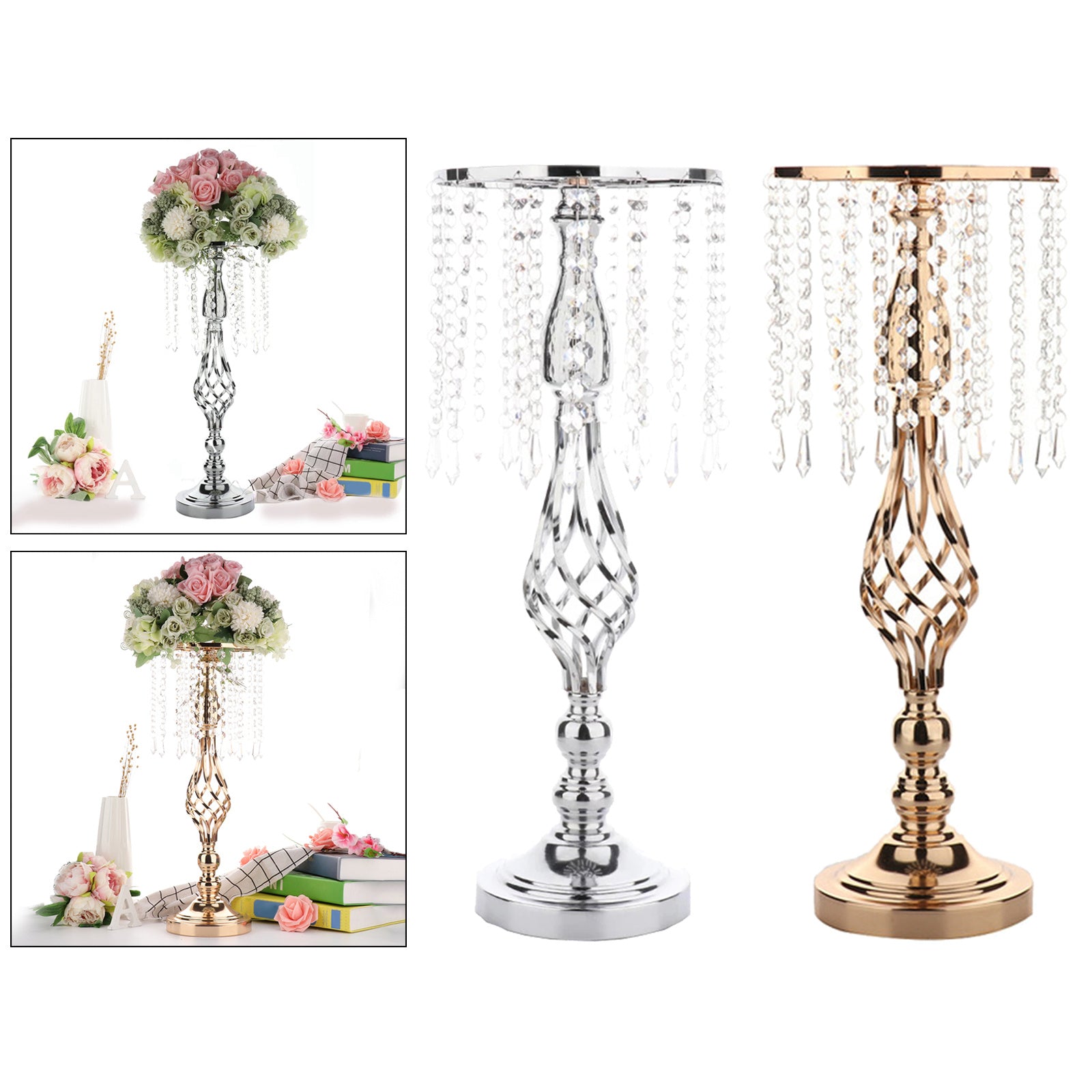 Crystal Spiral flower Arrangement Stand, Elegant For Any Event