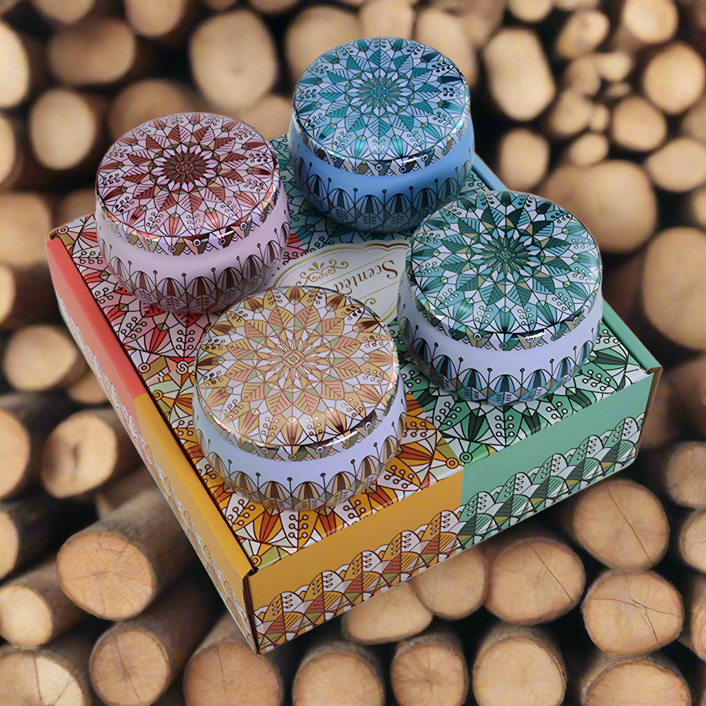 SCENTED CANDLES  Breathtaking Aroma, Package Phrases Beautiful Gift Box x4