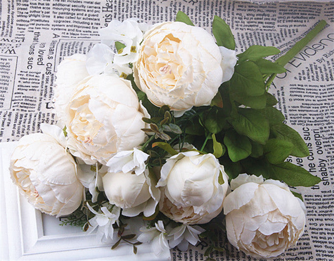 13 Core-spun Peony Decorative Silk Flowers Artificial