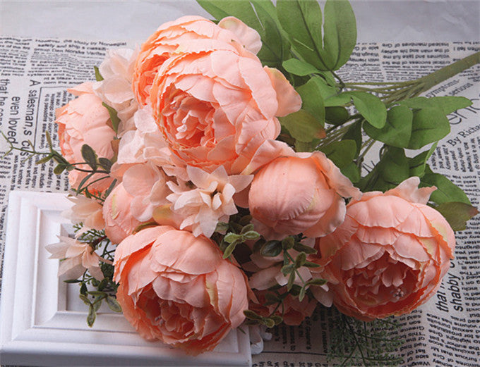 13 Core-spun Peony Decorative Silk Flowers Artificial