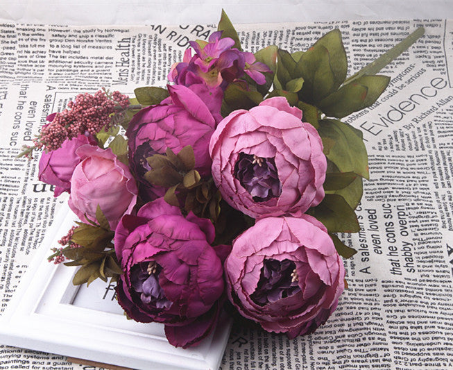 13 Core-spun Peony Decorative Silk Flowers Artificial