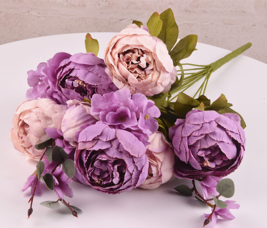 13 Core-spun Peony Decorative Silk Flowers Artificial