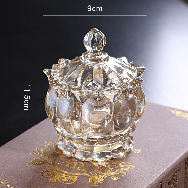 Luxury crystal glass jar, clear or colored design.