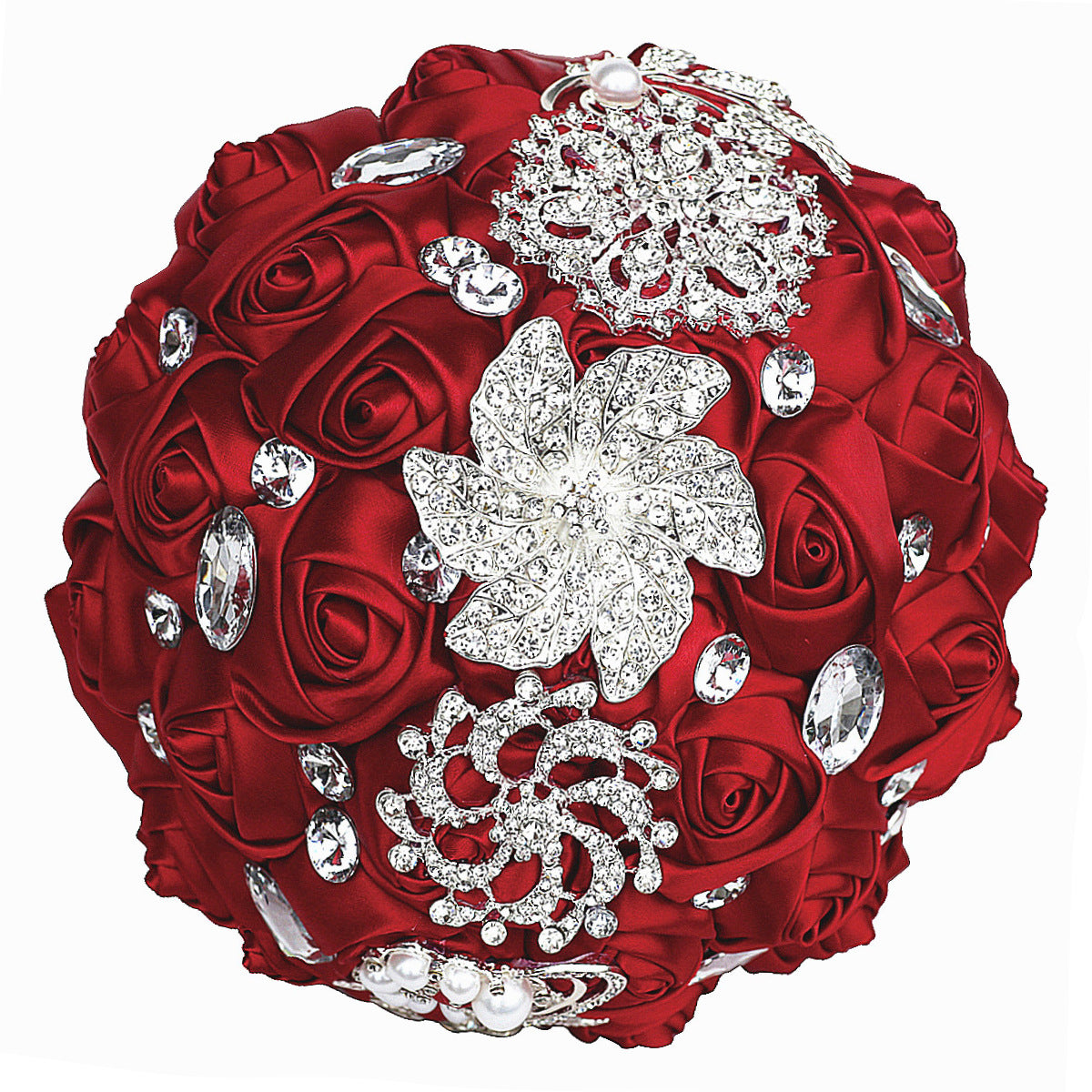 Bouquet da sposa in raso rifinito con nastro da sposa, portatile