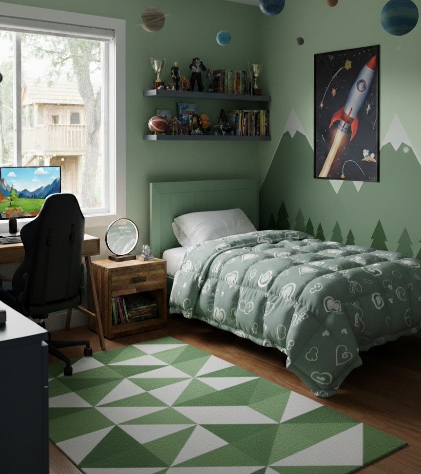 Trapunta Swift Matrimoniale in Cotone Stampa Cuori Stilizzati 270x270 cm 