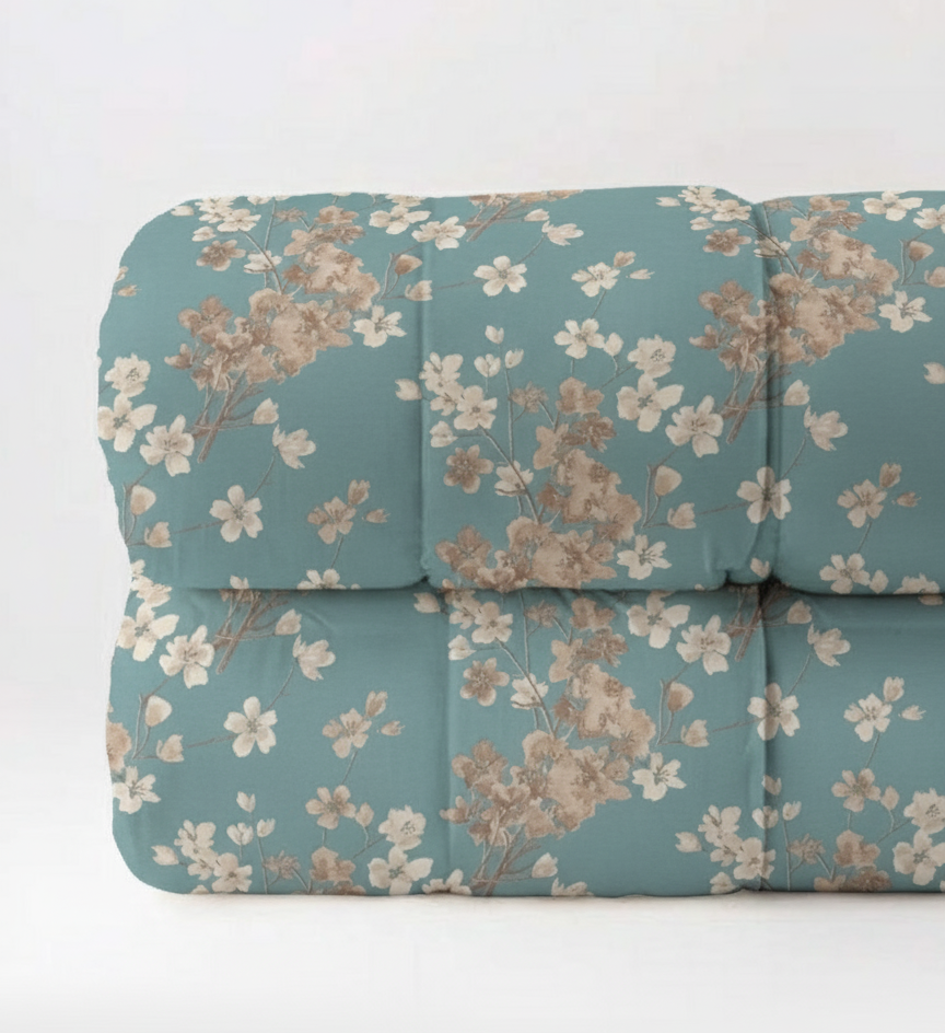 Trapunta Lea Matrimoniale in Cotone Stampa Fiori stilizzati 270x270 cm 