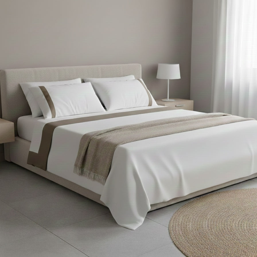 Completo Letto Matrimoniale Feel con Bordo in Cotone | Made in Italy