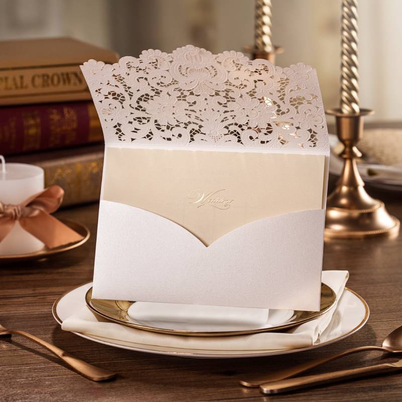 Wedding invitation White And Gold.