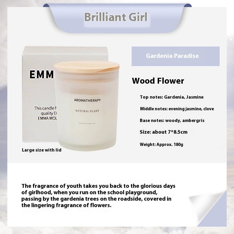 Candele profumate in barattolo di vetro fine sigillato con coperchio di legno