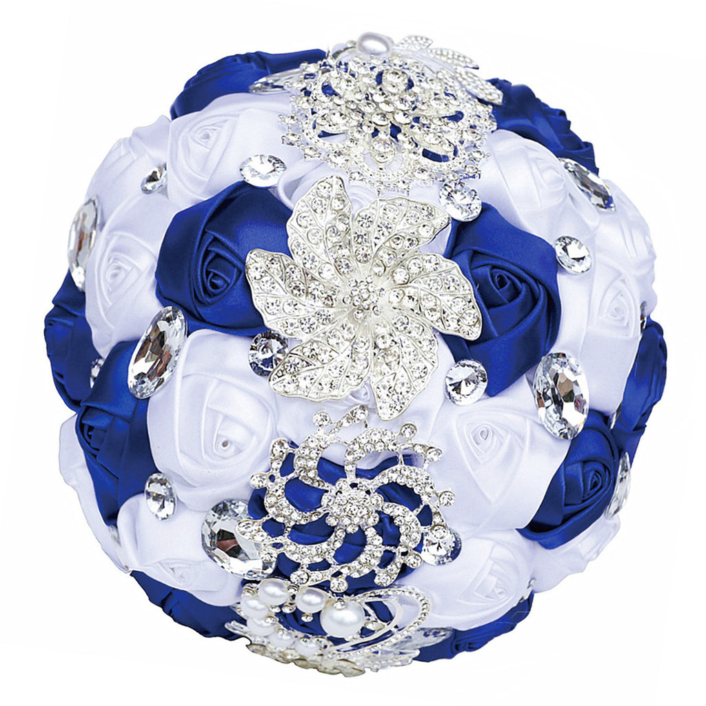 Bouquet da sposa in raso rifinito con nastro da sposa, portatile