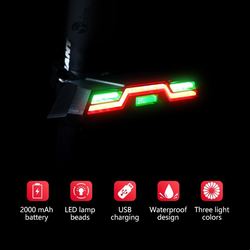 Fanale posteriore per bicicletta impermeabile Fanale posteriore ricaricabile tramite USB Fanale posteriore per bicicletta 3 colori 