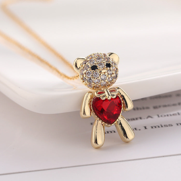 Love Heart Bear Pendant Necklace