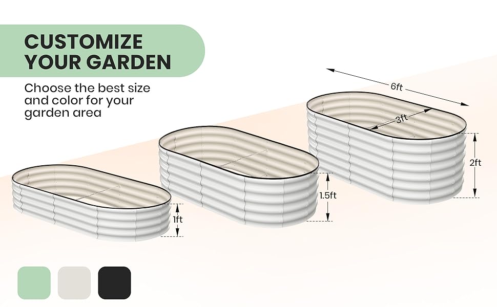 Oval Galvanized Raised Garden Bed Deep Root Planter Box.