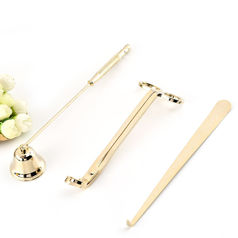 Candle Scissors Three-piece Set Candle Extinguisher Metal Tray