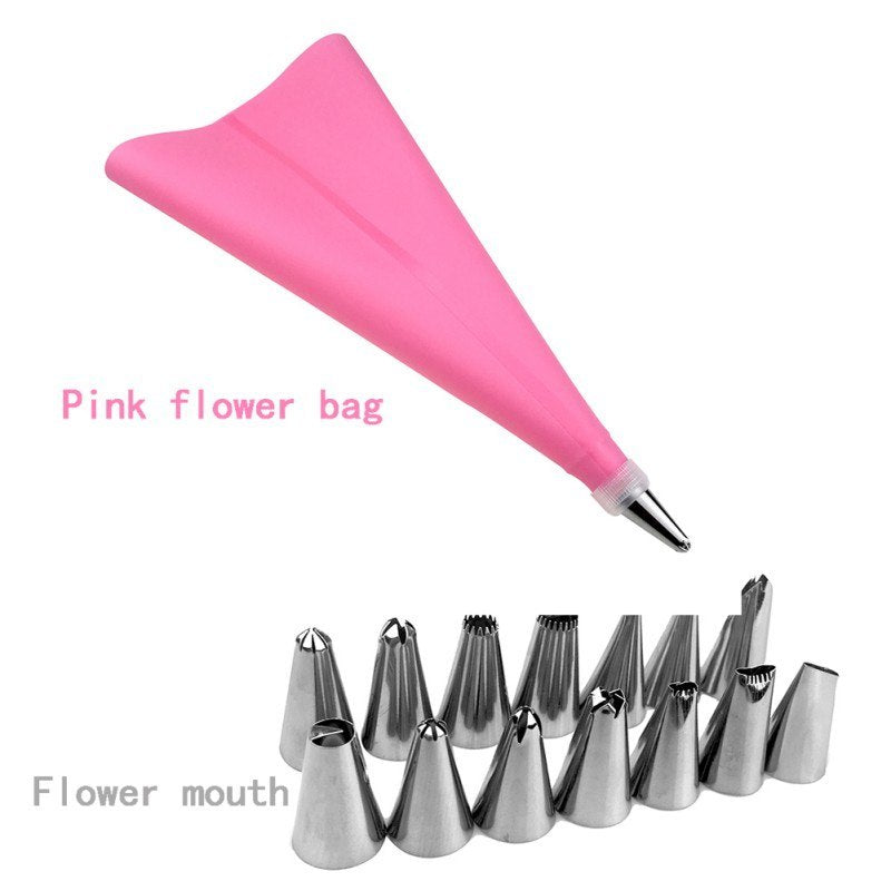 Silicone Pastry Bag Nozzles  Reusable Pastry Bags 14 Nozzle Set