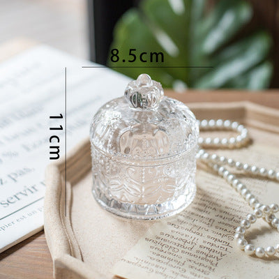 Luxury fine cut glass jar with gold point top.