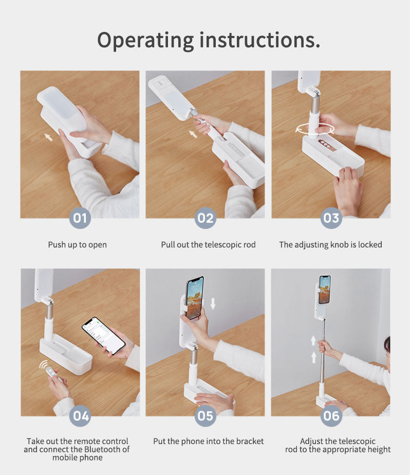 Supporto per telefono cellulare con telecomando Bluetooth.