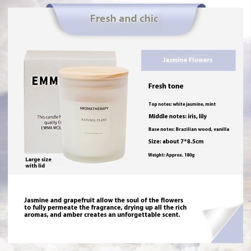 Candele profumate in barattolo di vetro fine sigillato con coperchio di legno