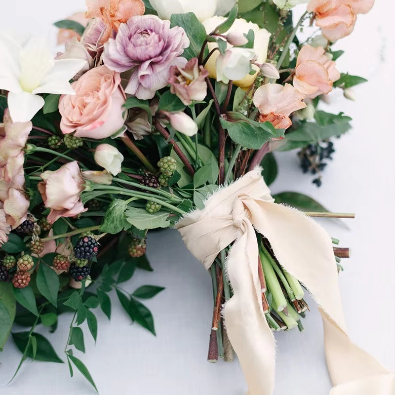 Cinta de seda deshilachada con bordes de gasa arrugada, 3 rollos de 6,5 m cada uno