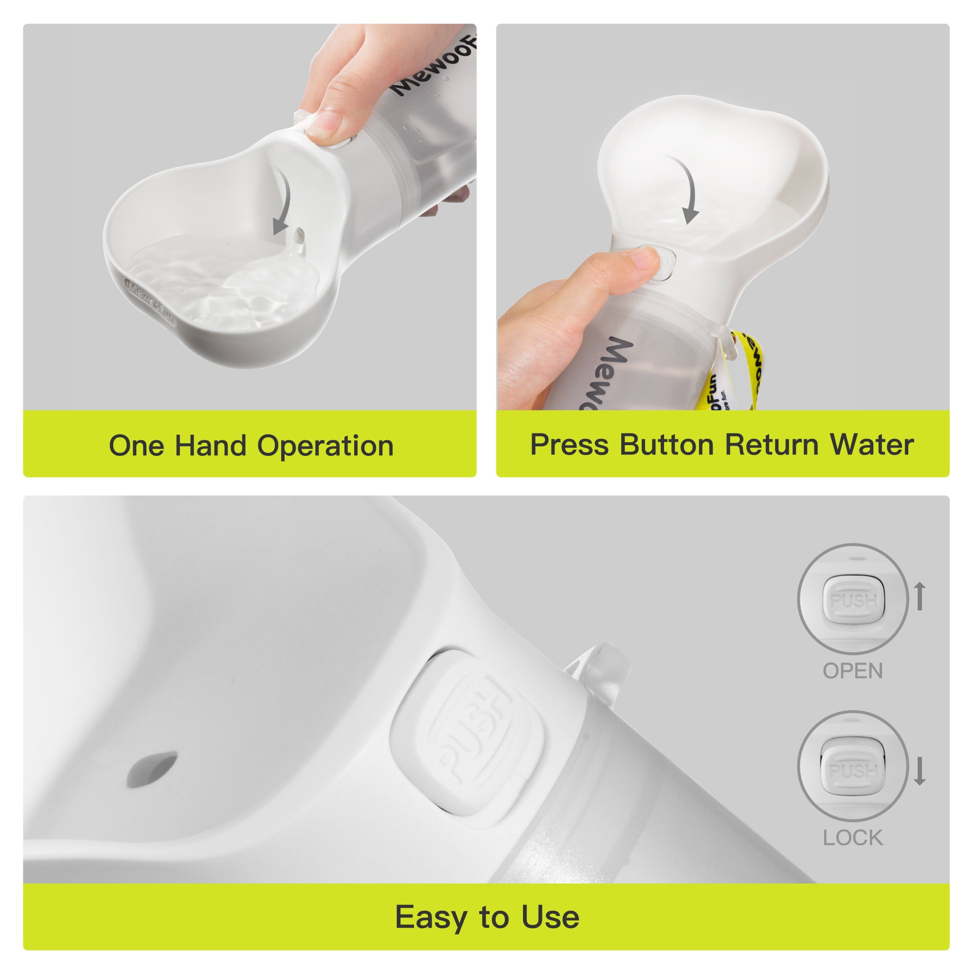 Ciotola per acqua per cani, 2 in 1, a prova di perdite, portatile, Mewoofun