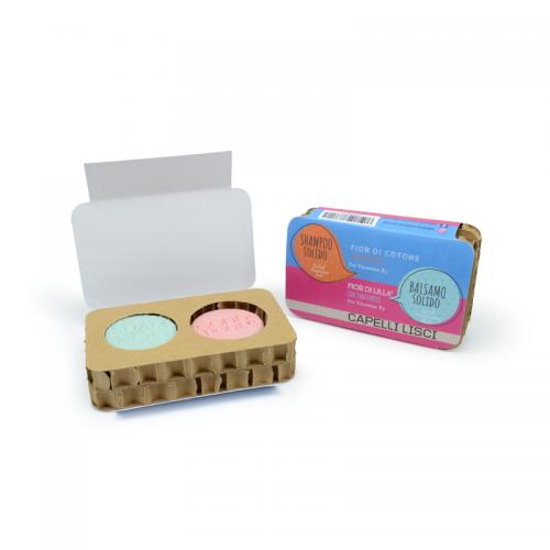 CONFEZIONE COMBO SHAMPOO E BALSAMO SOLIDI PER CAPELLI LISCI
