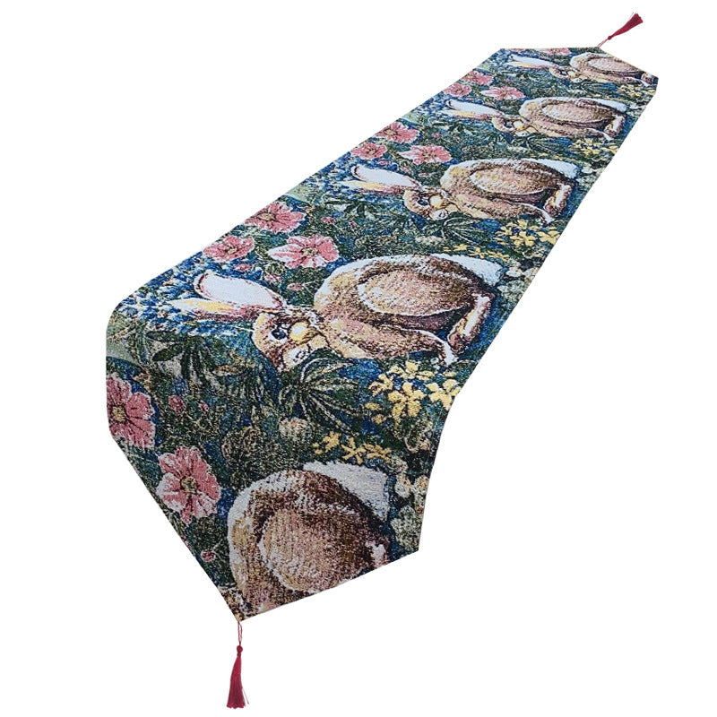 Runner da tavolo con uovo di coniglio di Pasqua, tovaglia in stile americano, stile villaggio