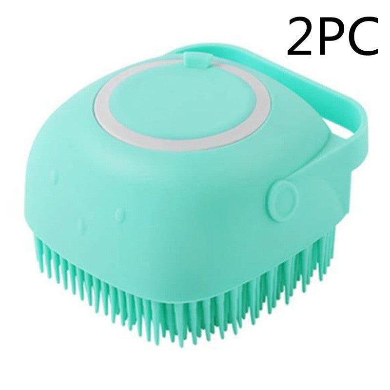 Silicone Dog Bath Brush with Shampoo Dispenser - Massage Grooming Tool