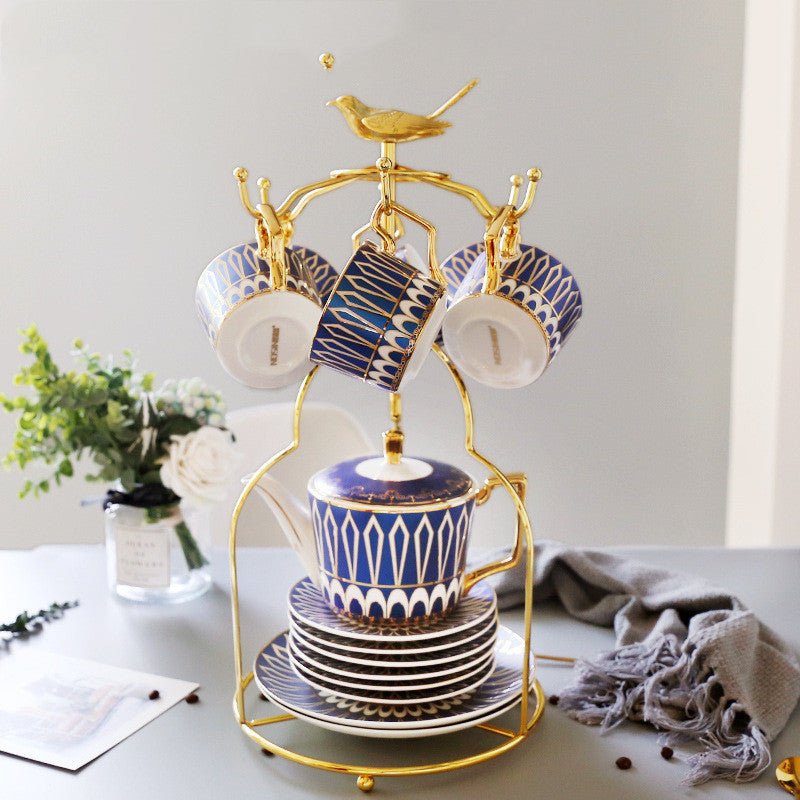 Set da caffè in ceramica europea con piattino e porta cucchiaino