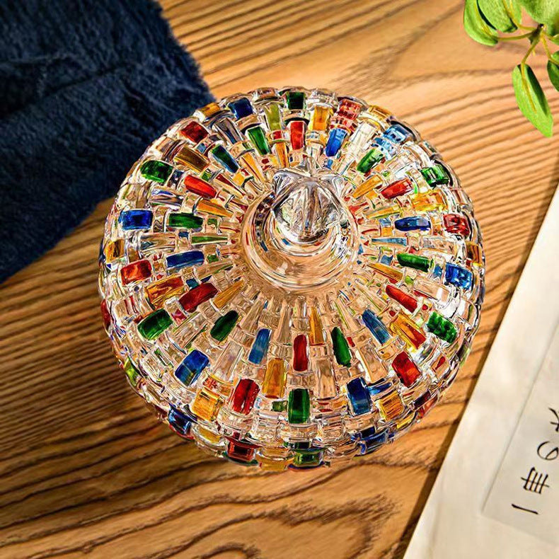 Dried Fruit Jar With Lid Snack Stained Glass Candy Box