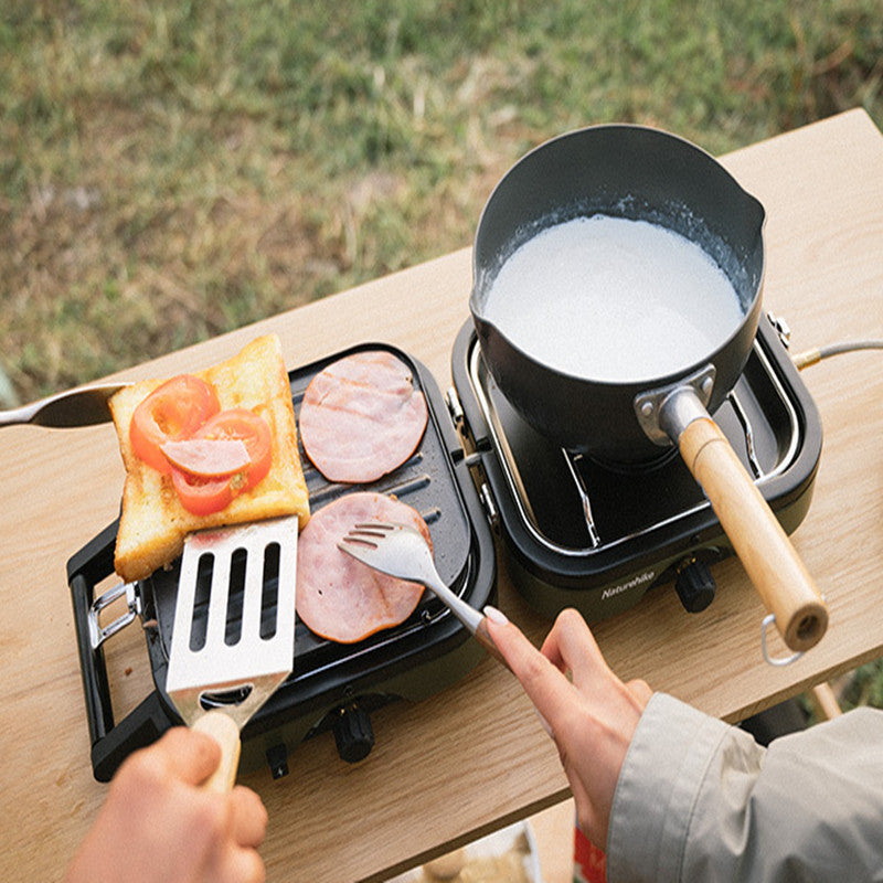 Estufa de gas plegable portátil doble para cocinar al aire libre