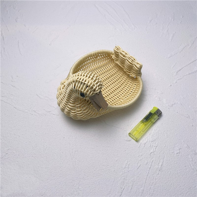 Cesto portaoggetti in vimini intrecciato in bambù