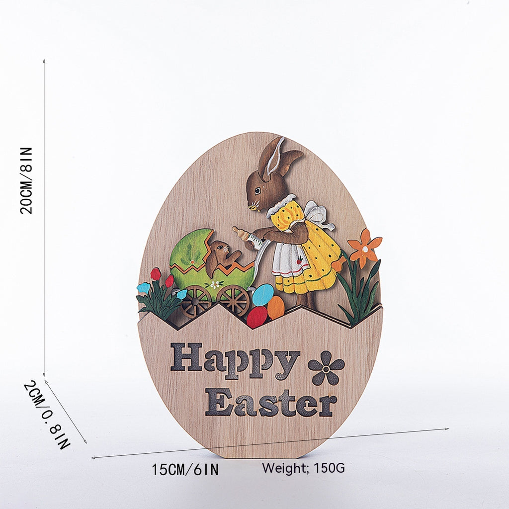 Decorazione di Pasqua in legno artigianale coniglio LED