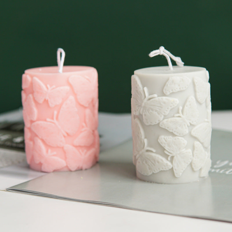 Stampo per candela cilindrico a forma di fiore di prugna o farfalla in rilievo