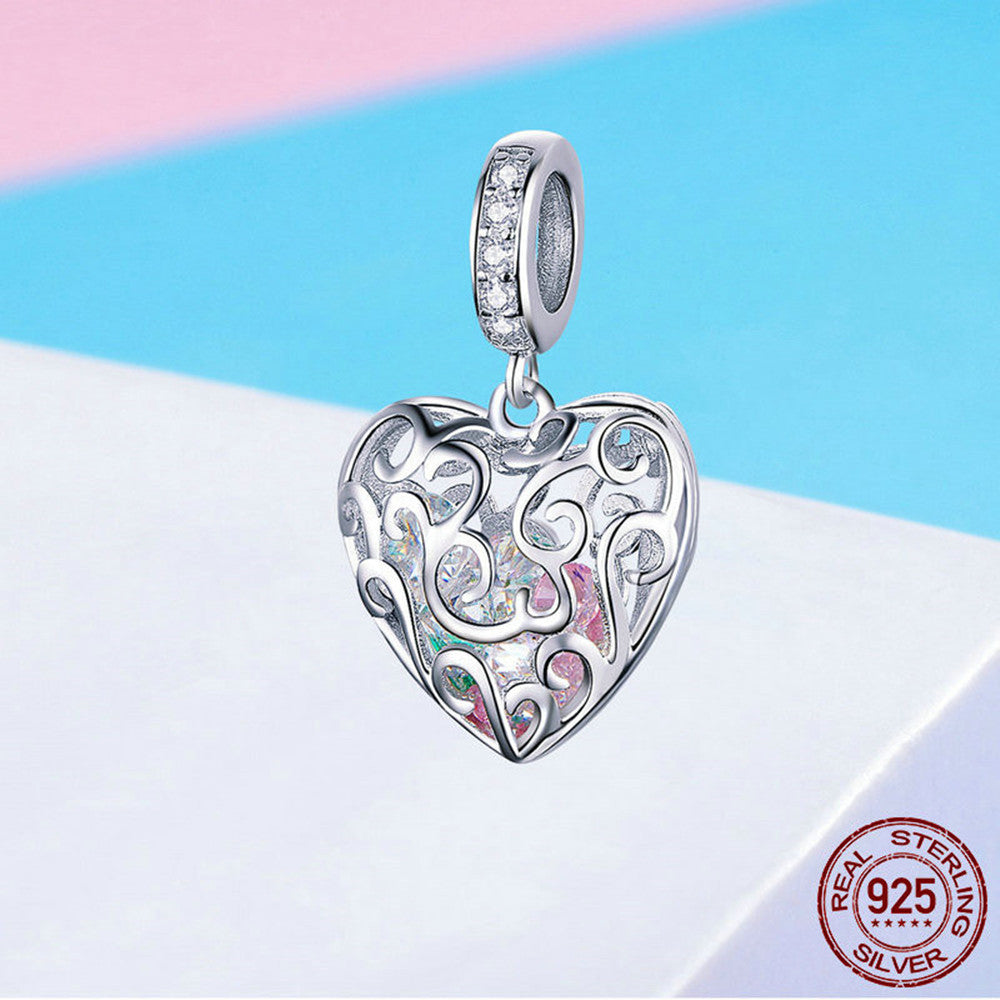 Elegante ciondolo a forma di cuore in argento sterling