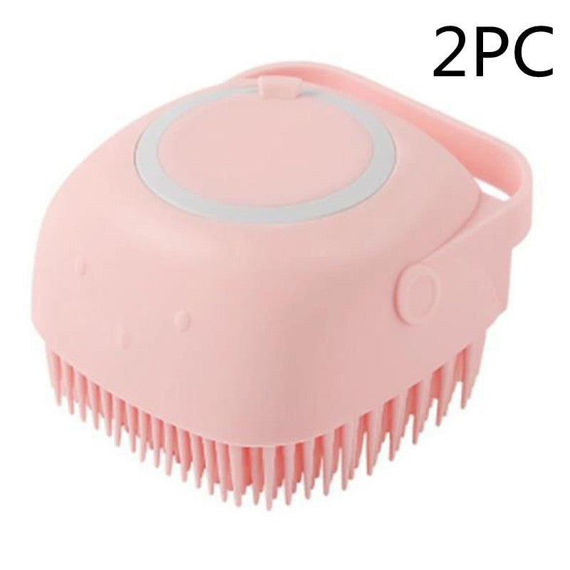 Silicone Dog Bath Brush with Shampoo Dispenser - Massage Grooming Tool
