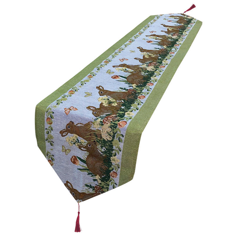 Runner da tavolo con uovo di coniglio di Pasqua, tovaglia in stile americano, stile villaggio