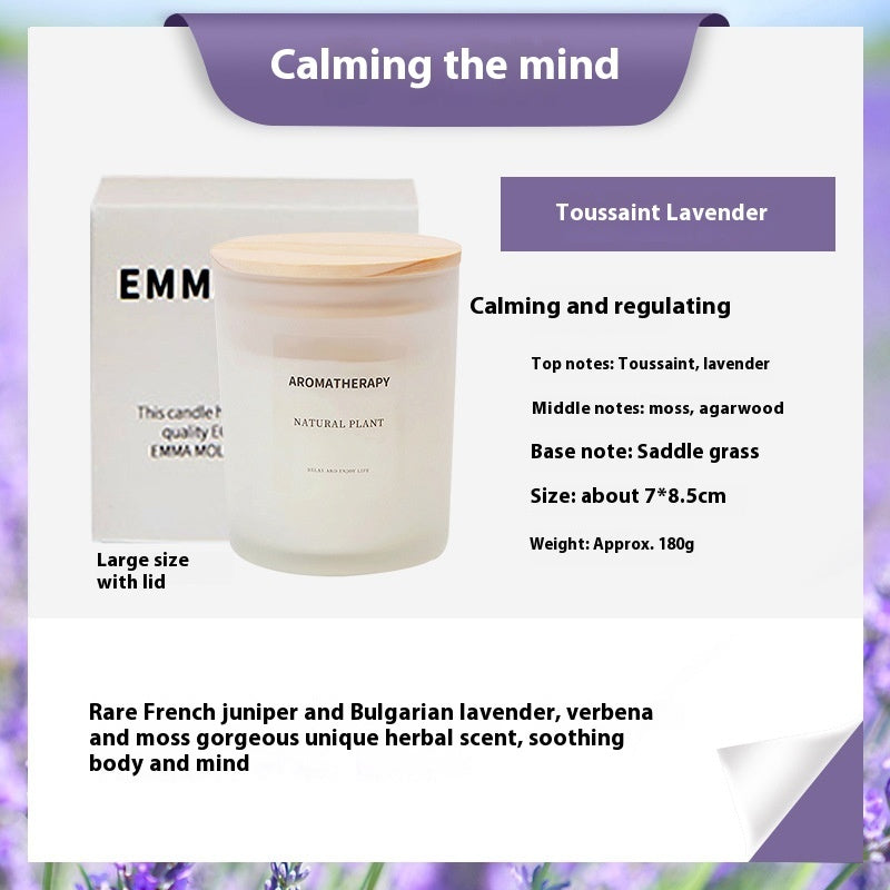 Candele profumate in barattolo di vetro fine sigillato con coperchio di legno