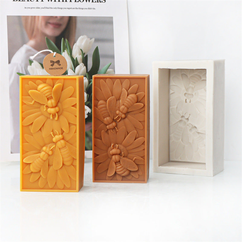 Candle Mold Silicone 3 Bees Beeswax Block