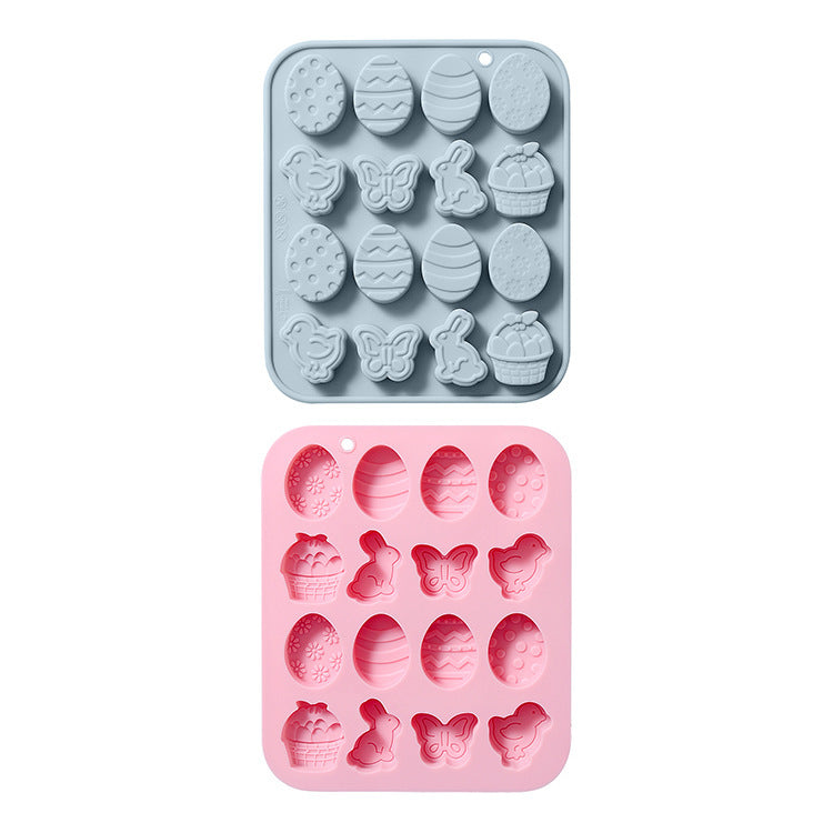 Silicone Mold 16-piece Rabbit Egg Butterfly And Other Easter Day Theme