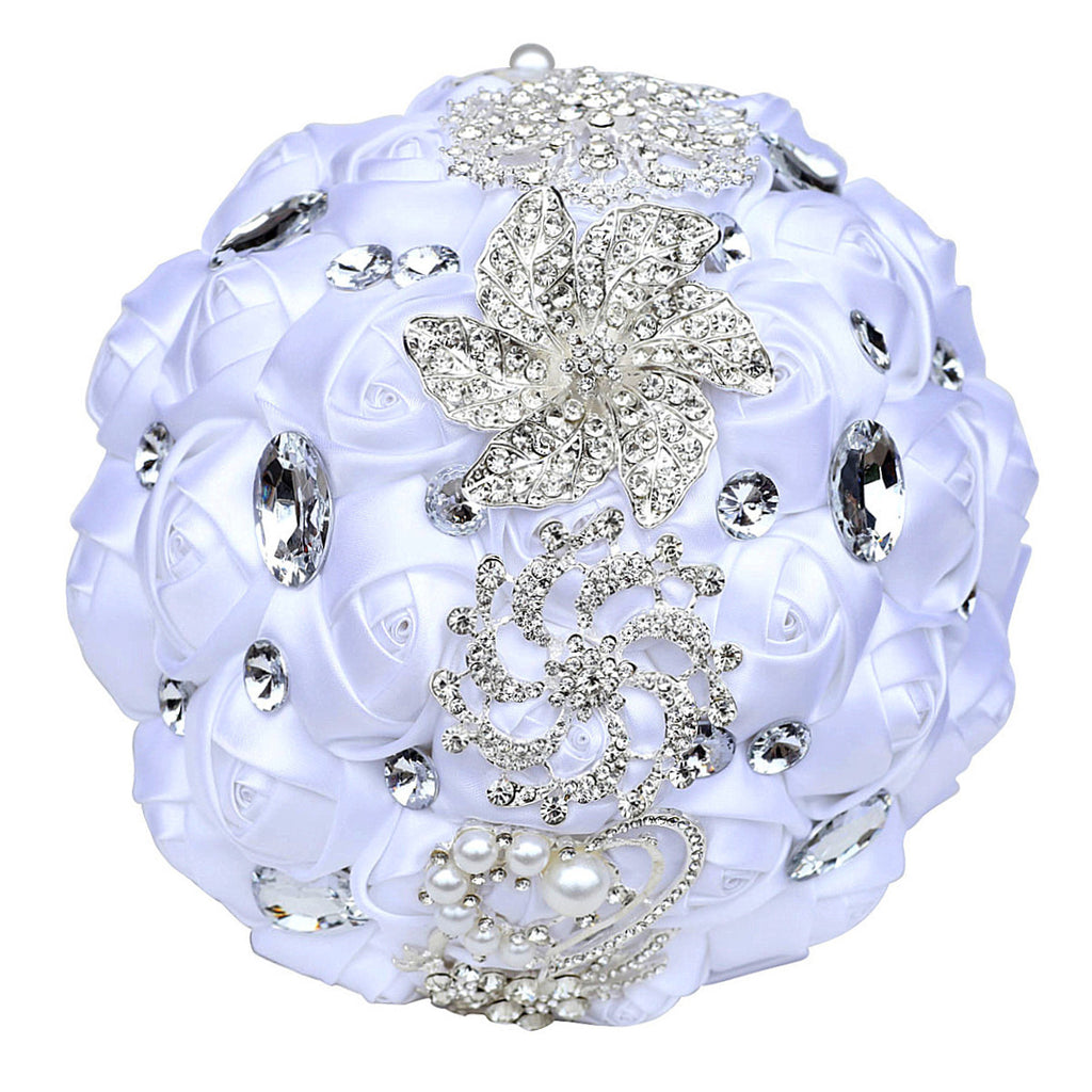 Bouquet da sposa in raso rifinito con nastro da sposa, portatile