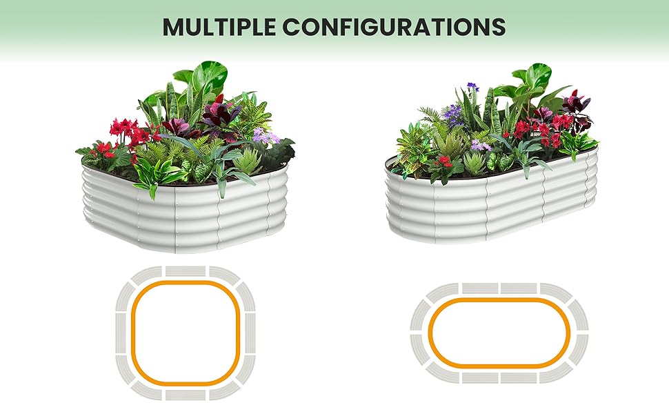 Oval Galvanized Raised Garden Bed Deep Root Planter Box.