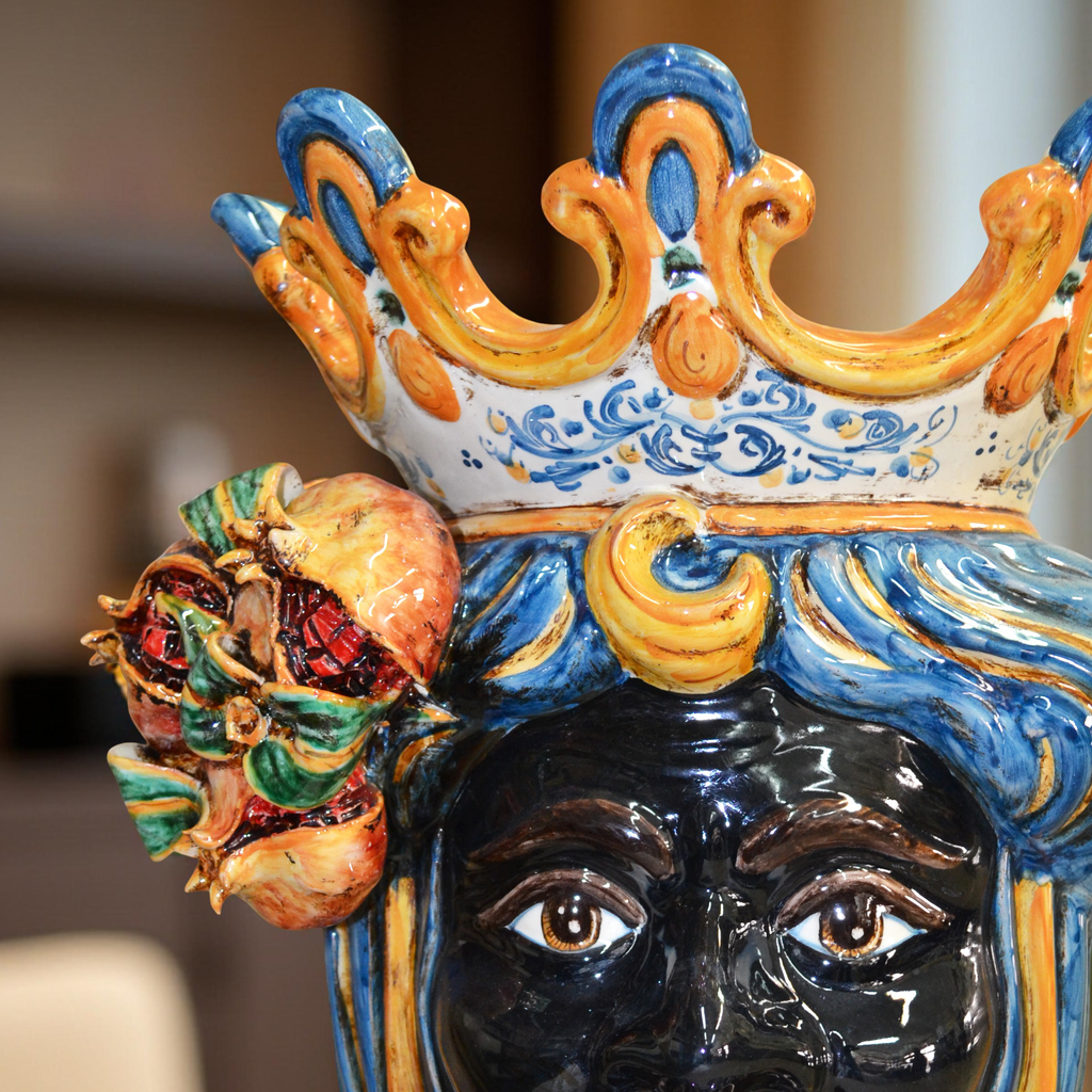 Testa h 40 melograni blu e arancio maschio moro