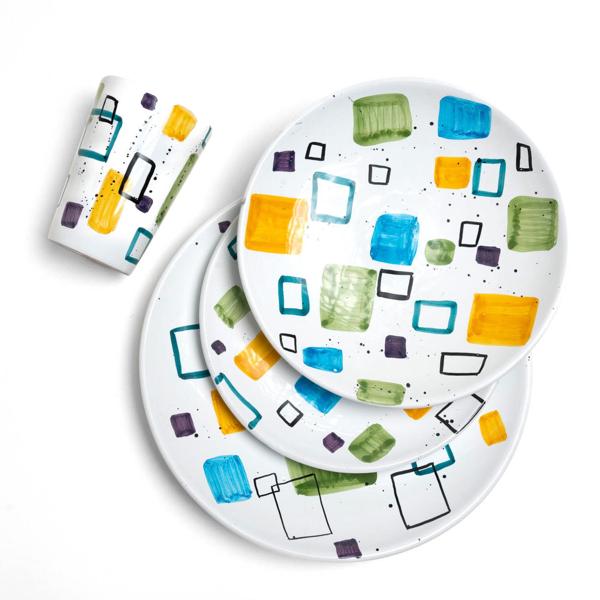 Tris Piatti Quadrati Istintismo Con Bicchiere