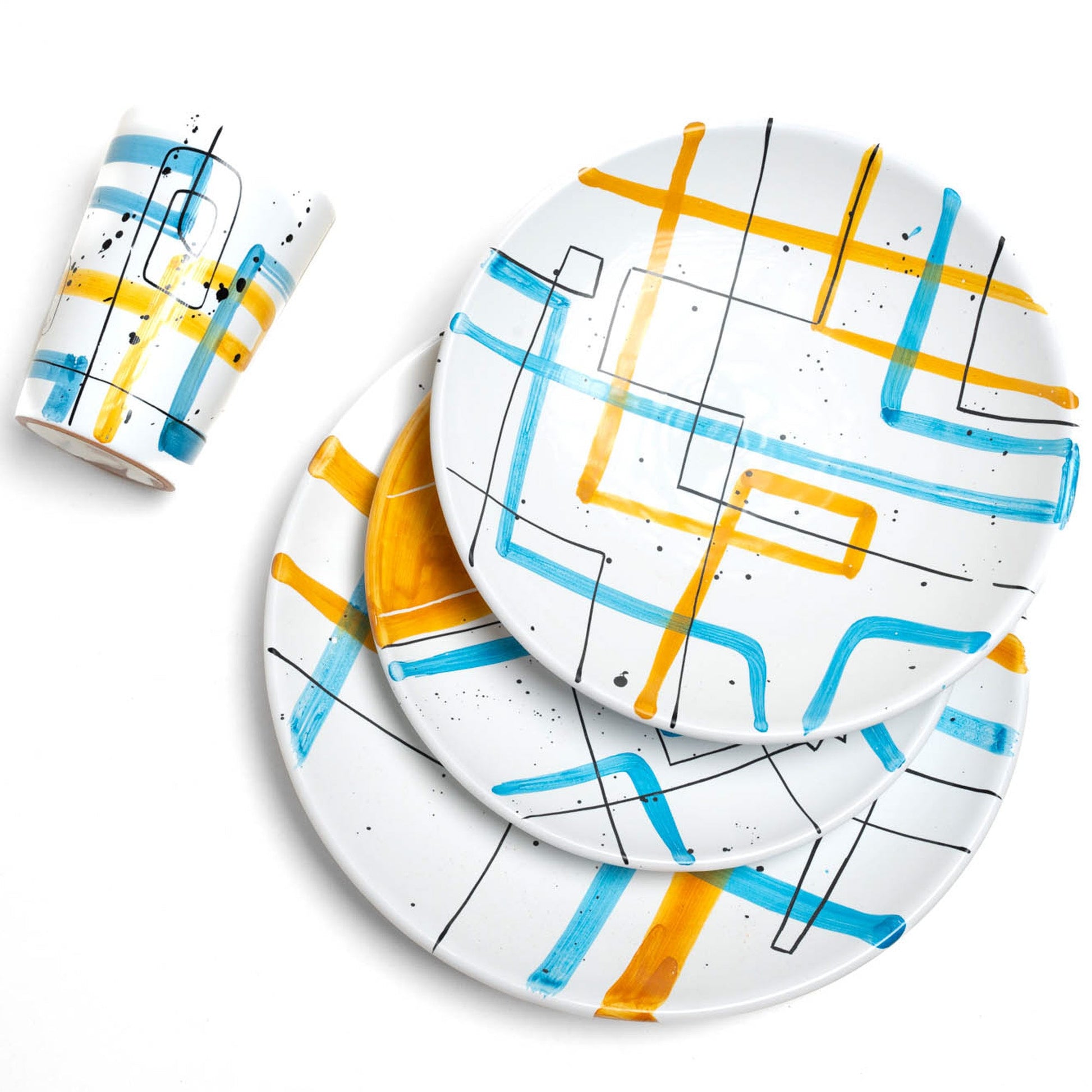 Tris Piatti Linee Istintismo con Bicchiere