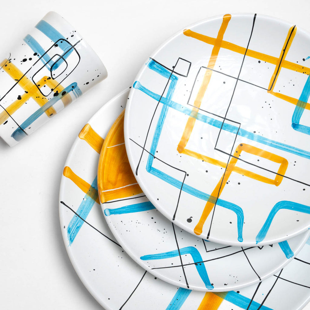 Tris Piatti Linee Istintismo con Bicchiere